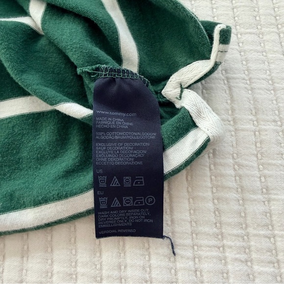 Tommy Hilfiger Green Striped Kids Polo Rugby Long Sleeve Shirt 100% Cotton 3T - Picture 7 of 9